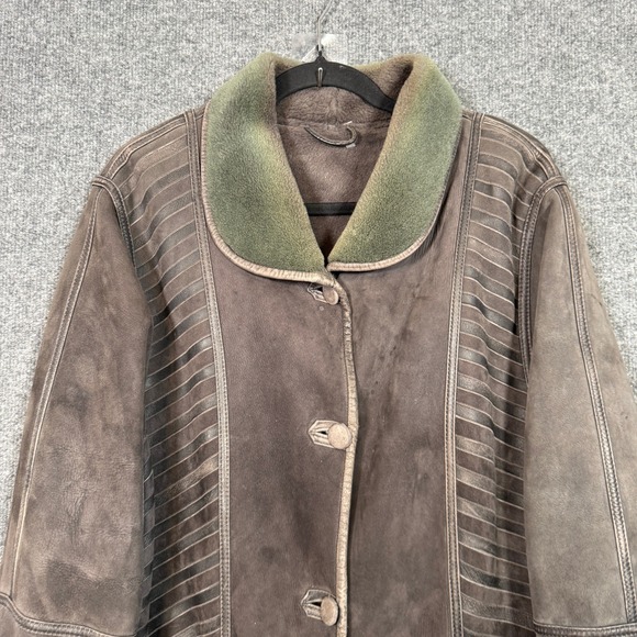 Neucci International Penny Lane Jacket Womens XXL Brown Leather Suede Shearling - Picture 3 of 12